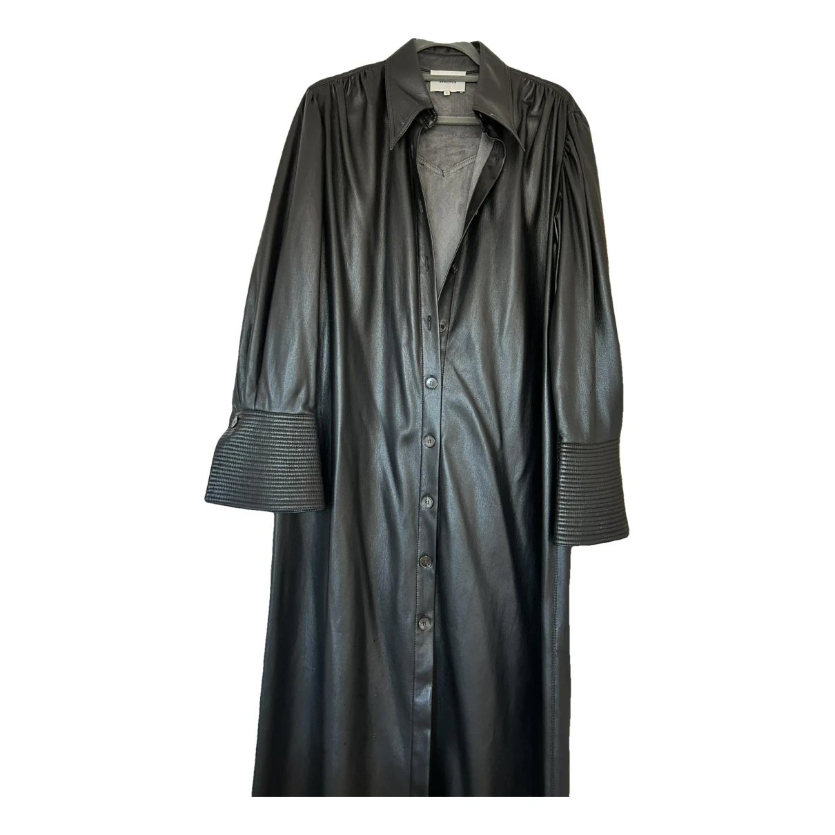 Pre-owned Nanushka Vegan Leather Maxi Dress In Black