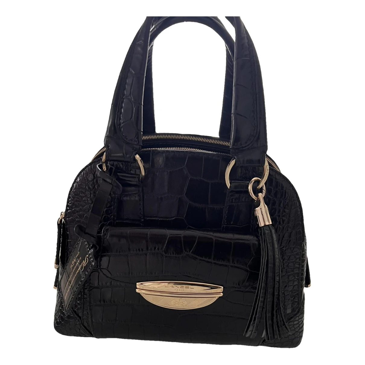 Pre-owned Lancel Adjani Leather Handbag In Black