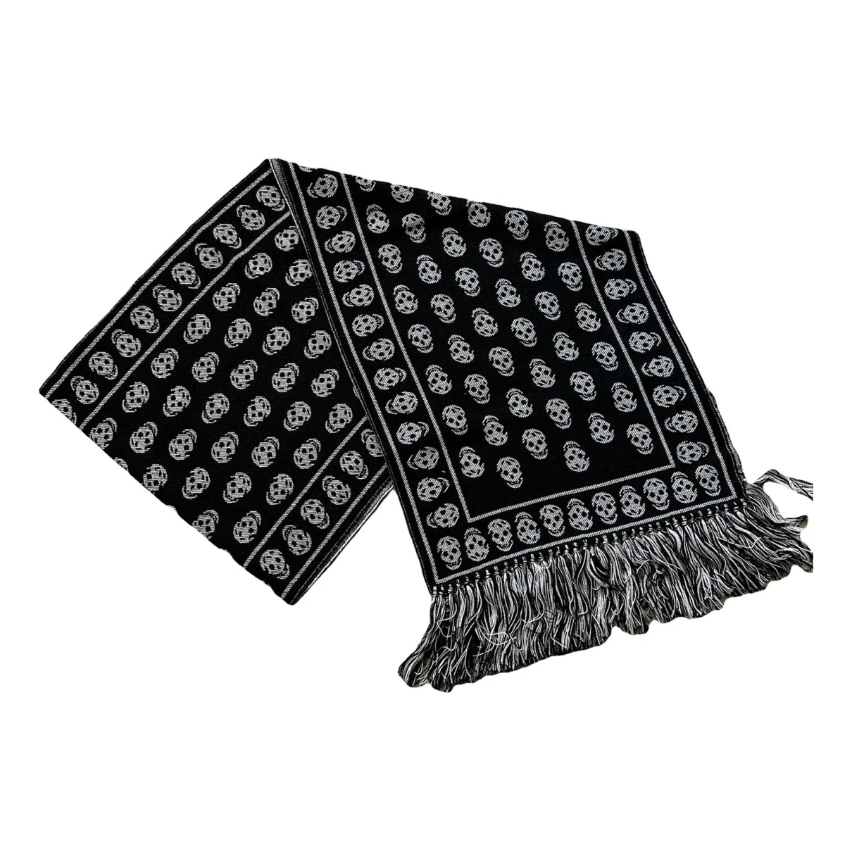 Pre-owned Alexander Mcqueen Wool Scarf & Pocket Square In Anthracite