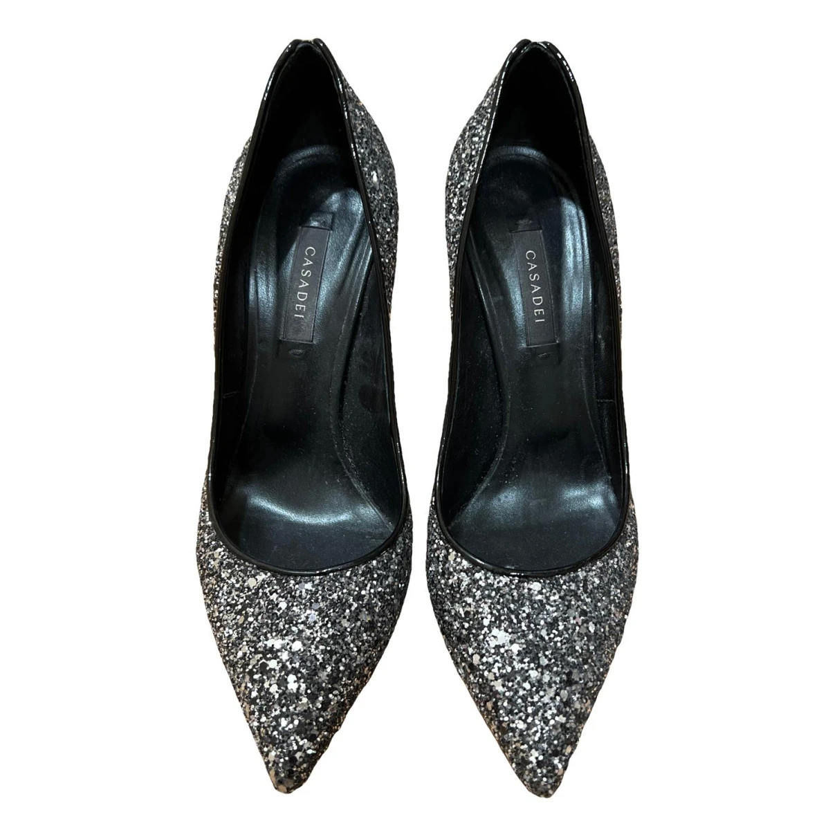 Pre-owned Casadei Glitter Heels In Black