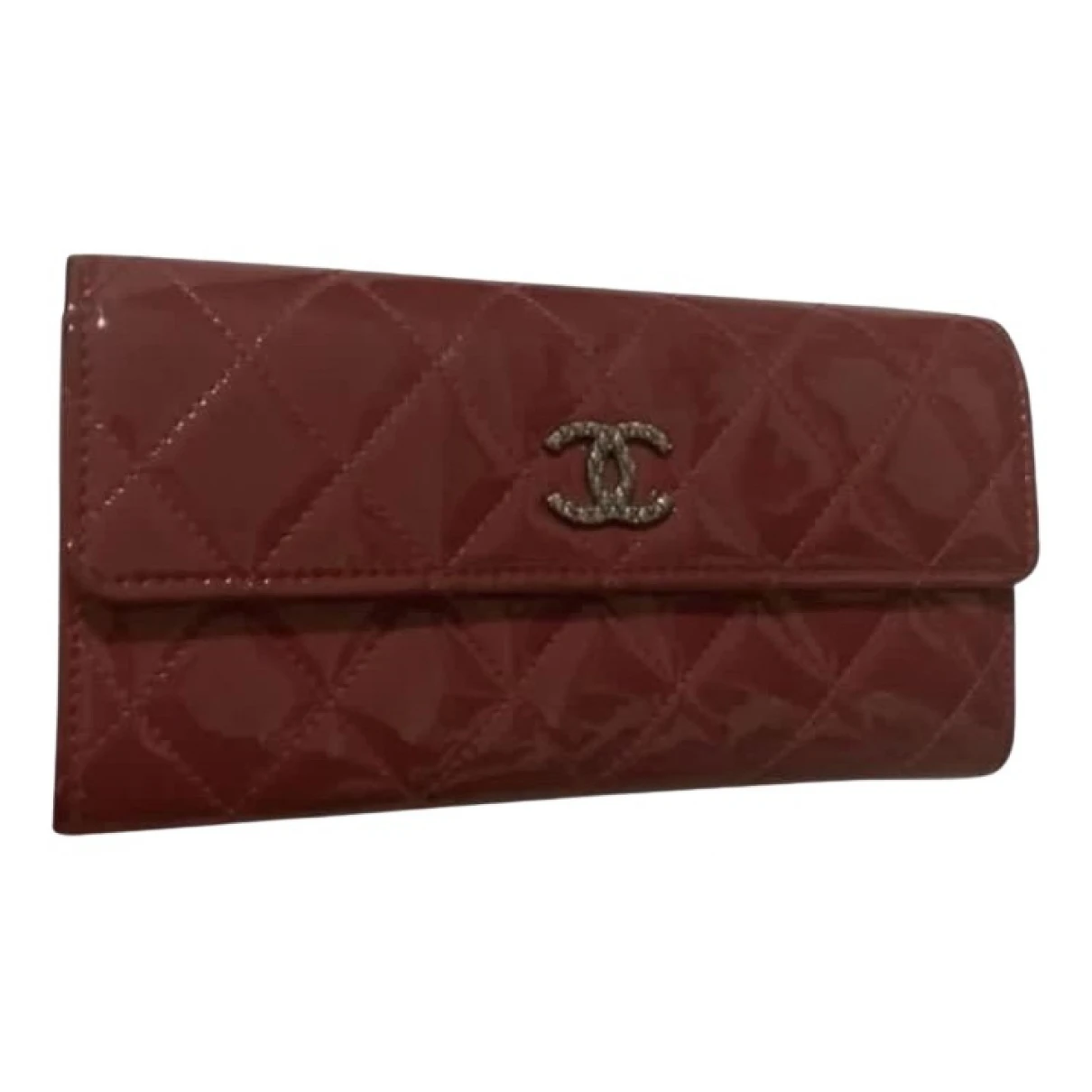 Pre-owned Chanel Patent Leather Clutch Bag In Burgundy