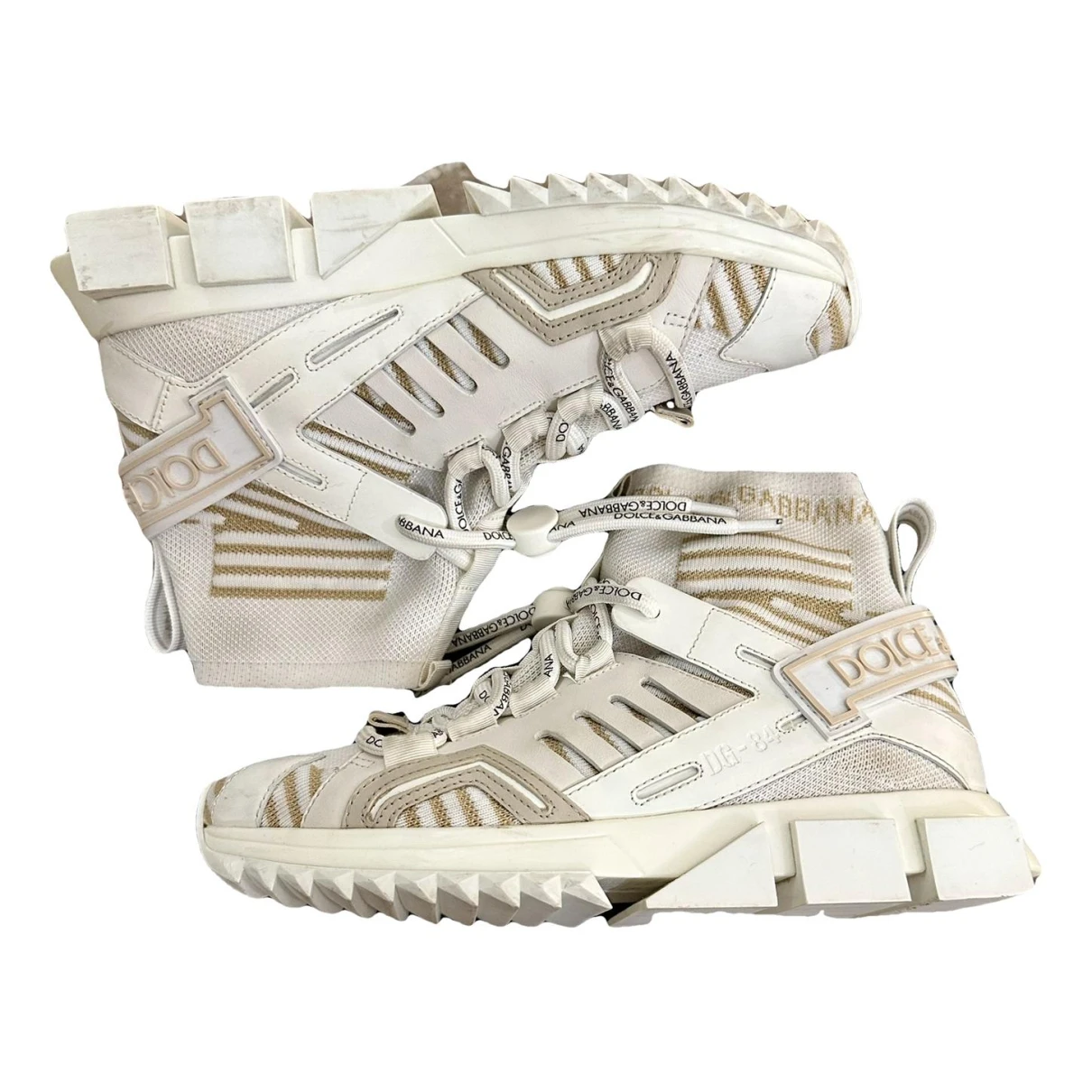 Pre-owned Dolce & Gabbana Sorrento Leather Trainers In White