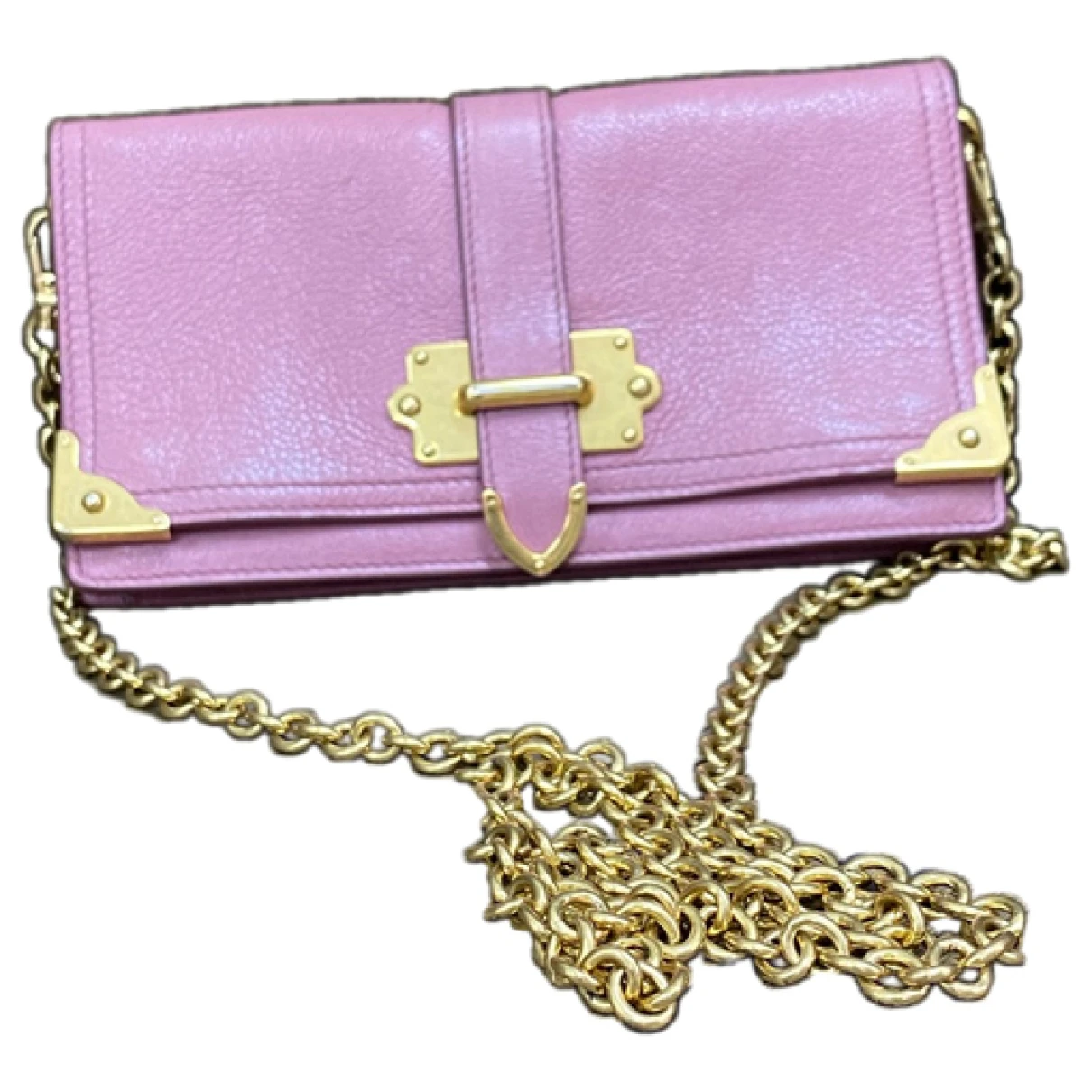 Pre-owned Prada Cahier Chain Leather Crossbody Bag In Pink
