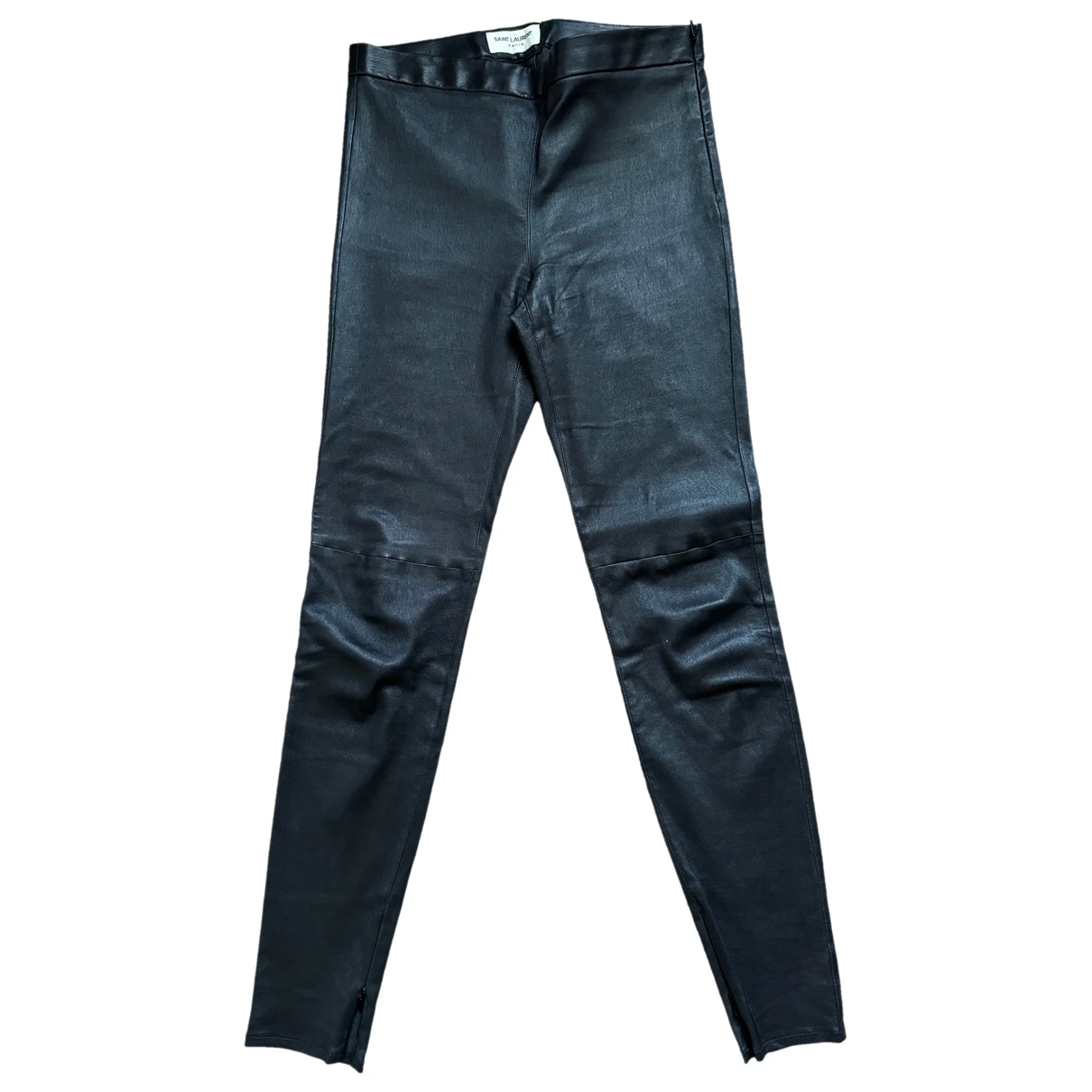 Pre-owned Saint Laurent Leather Leggings In Black