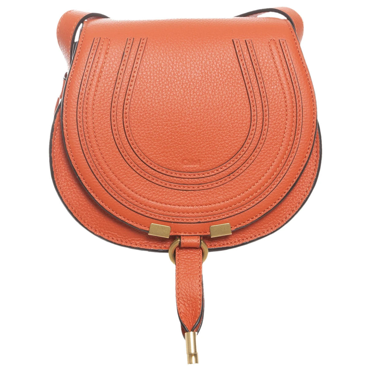 Pre-owned Chloé Marcie Leather Handbag In Orange