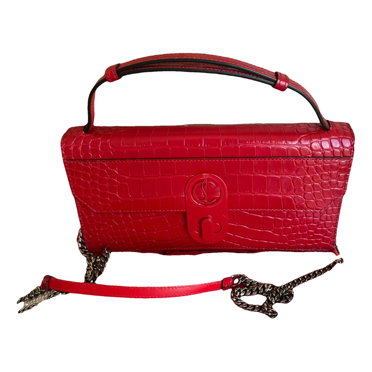 Pre-owned Christian Louboutin Leather Handbag In Red