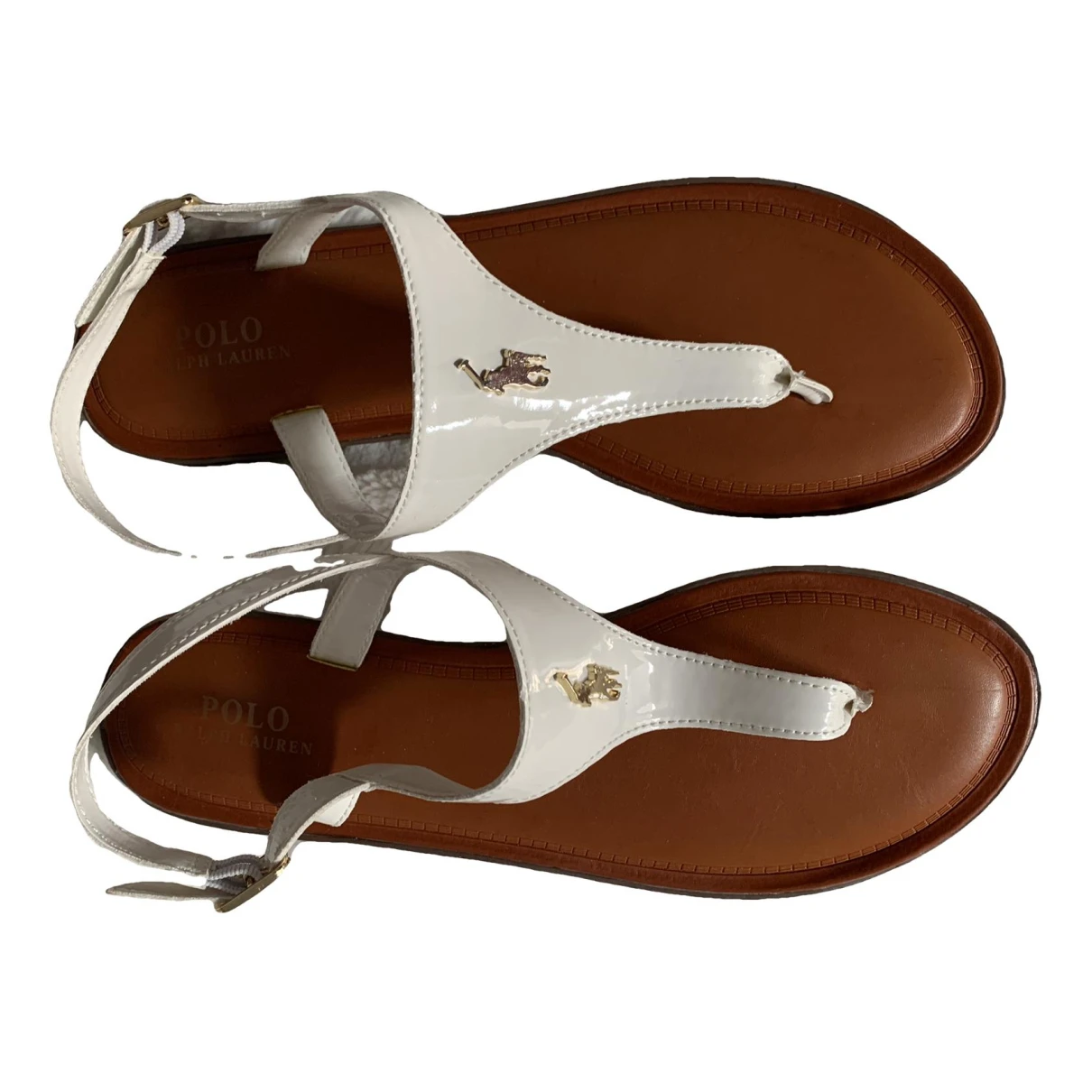 Pre-owned Polo Ralph Lauren Leather Sandal In White