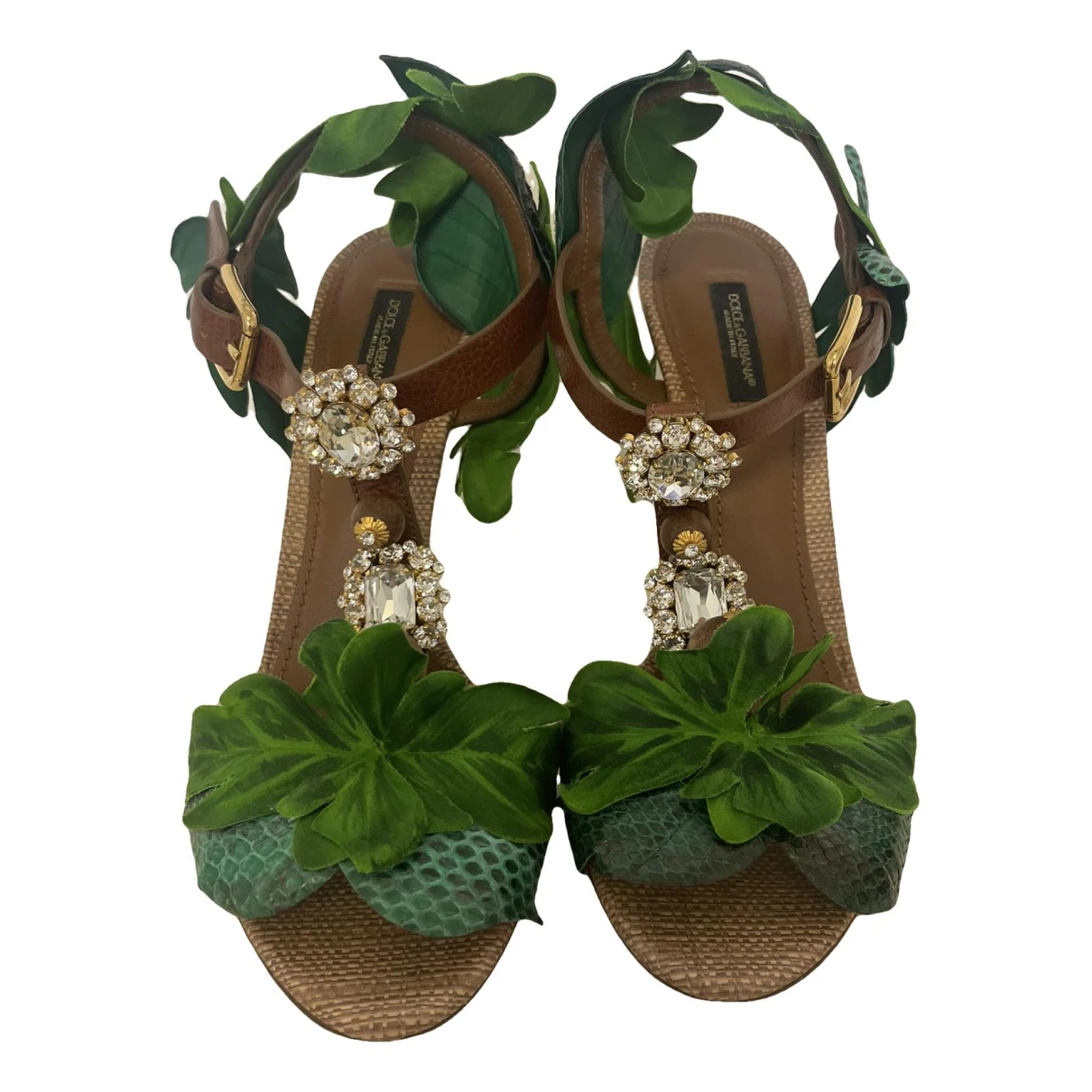 Pre-owned Dolce & Gabbana Leather Sandals In Green