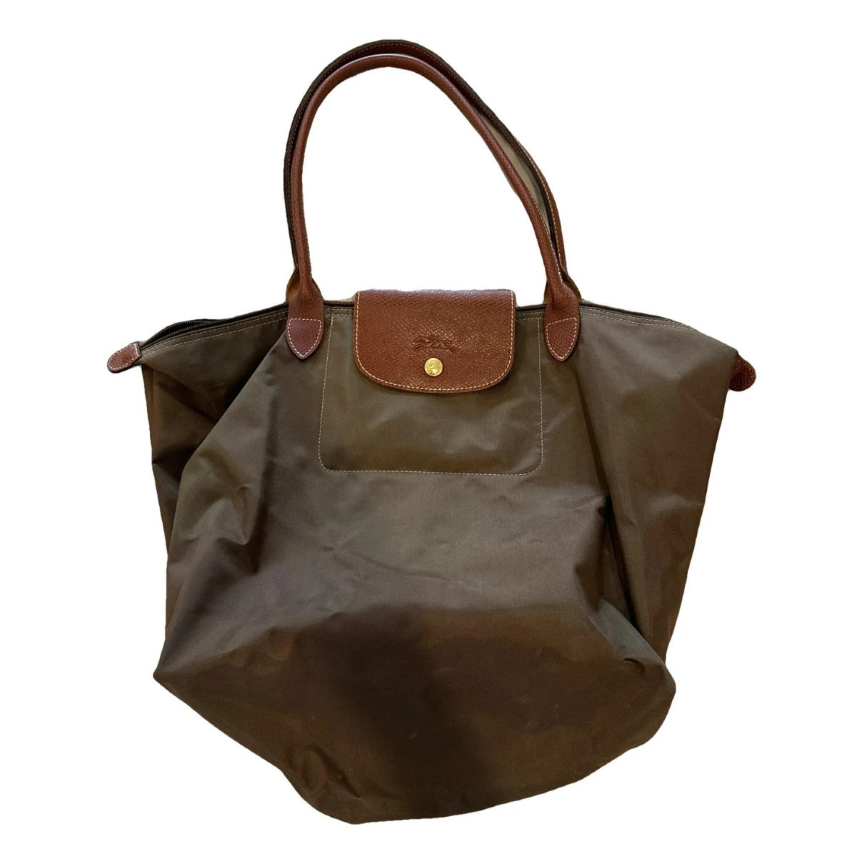 Pre-owned Longchamp Pliage Cloth Tote In Brown