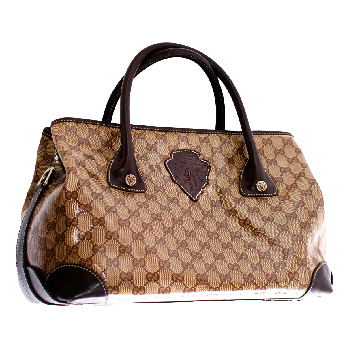 Pre-owned Gucci Patent Leather Tote In Beige