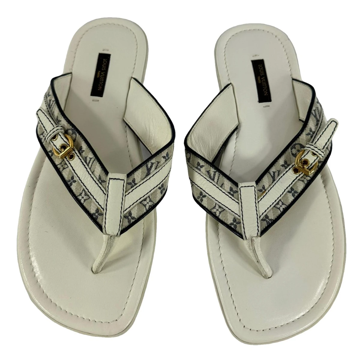 Pre-owned Louis Vuitton Leather Sandal In White