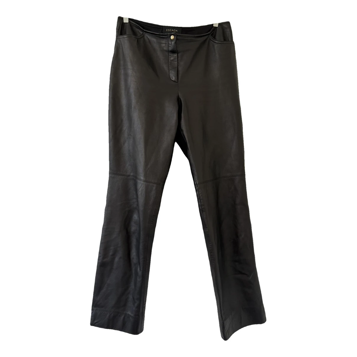 Pre-owned Escada Leather Trousers In Black