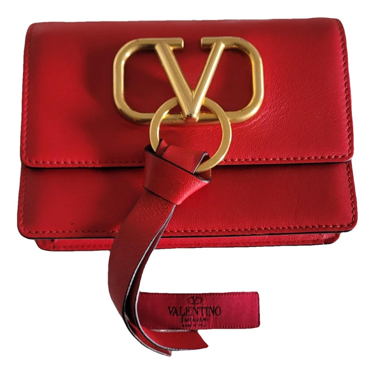 Pre-owned Valentino Garavani Vsling Leather Handbag In Red