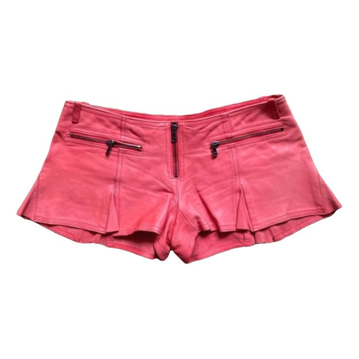 Pre-owned Patrizia Pepe Leather Mini Short In Red