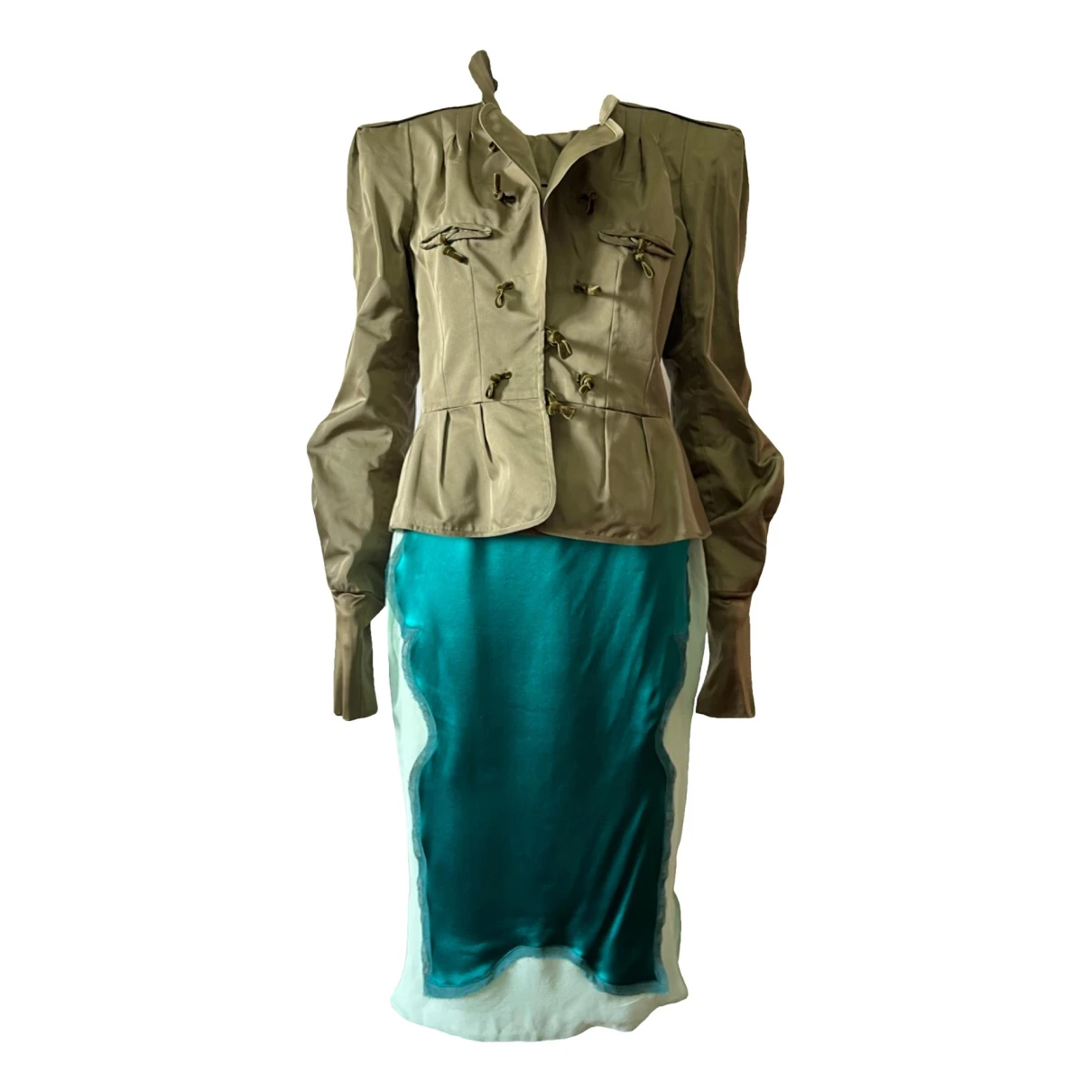 Pre-owned Saint Laurent Silk Skirt Suit In Multicolour