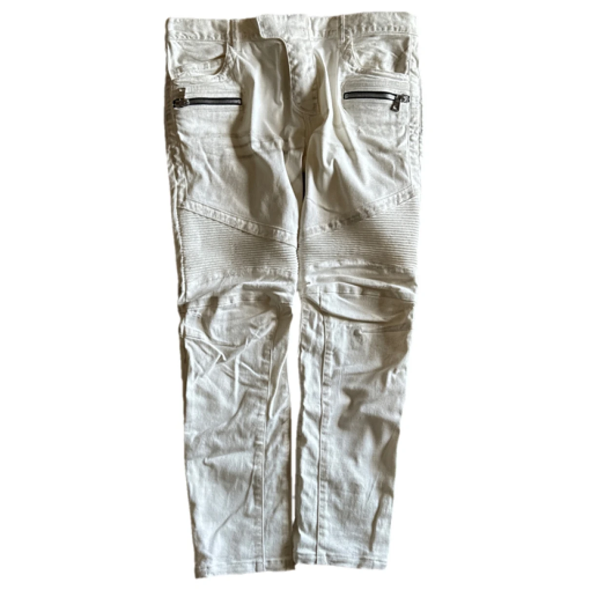 Pre-owned Balmain Trousers In White