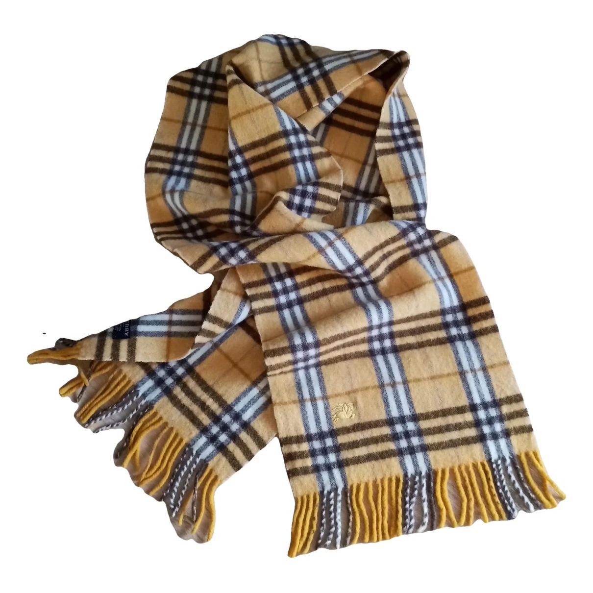 Pre-owned Burberry Wool Scarf In Yellow