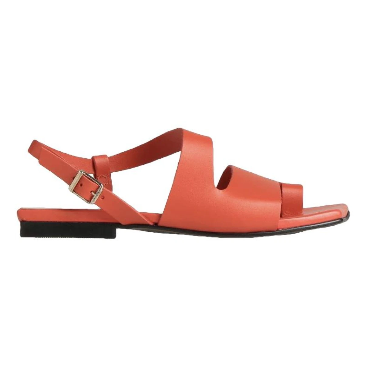 Pre-owned Ganni Leather Flats In Red