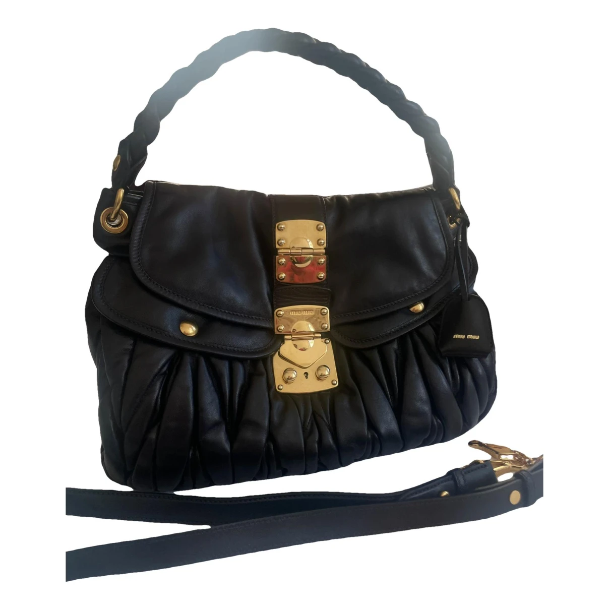 Pre-owned Miu Miu Matelassã© Leather Handbag In Black