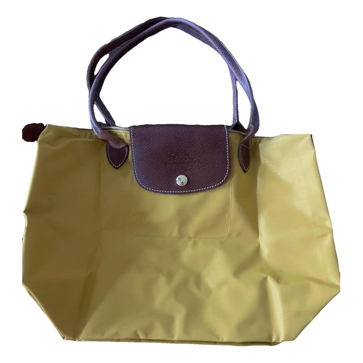 Pre-owned Longchamp Pliage Handbag In Yellow