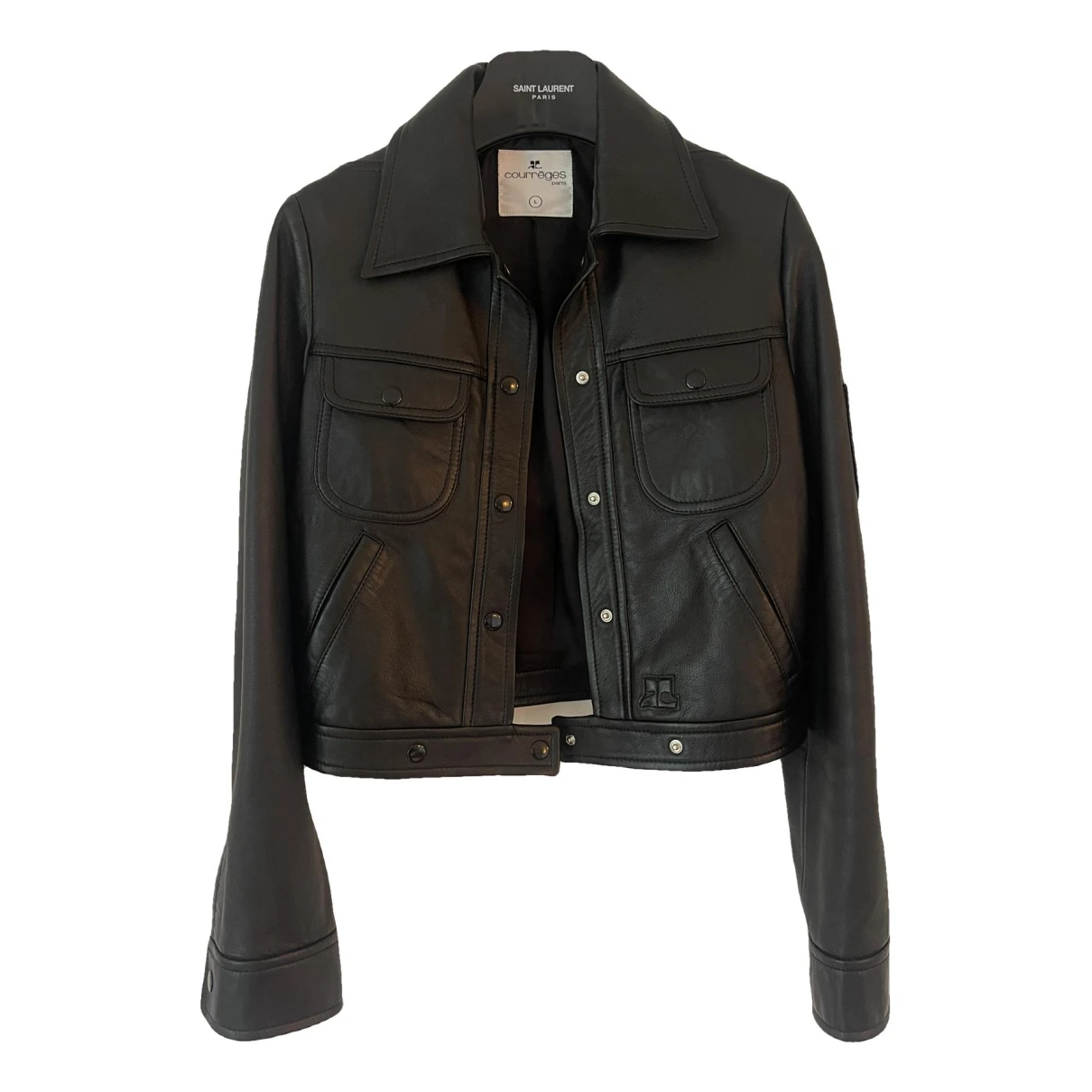 Pre-owned Courrèges Leather Jacket In Black