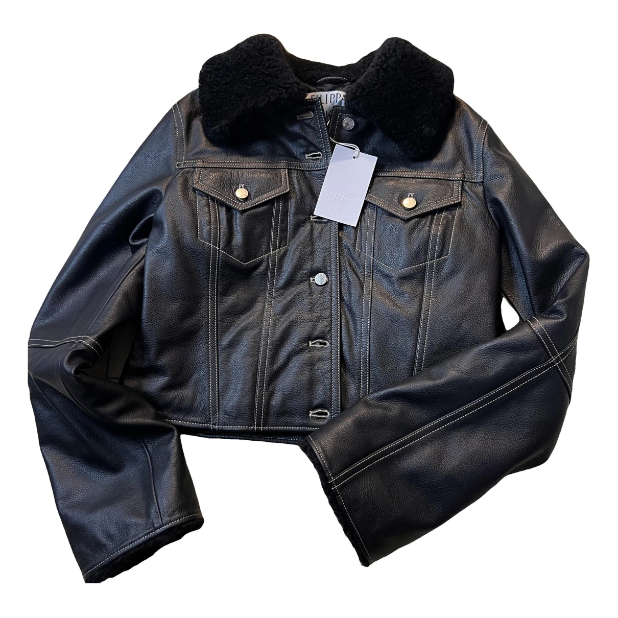 Pre-owned Filippa K Leather Short Vest In Black
