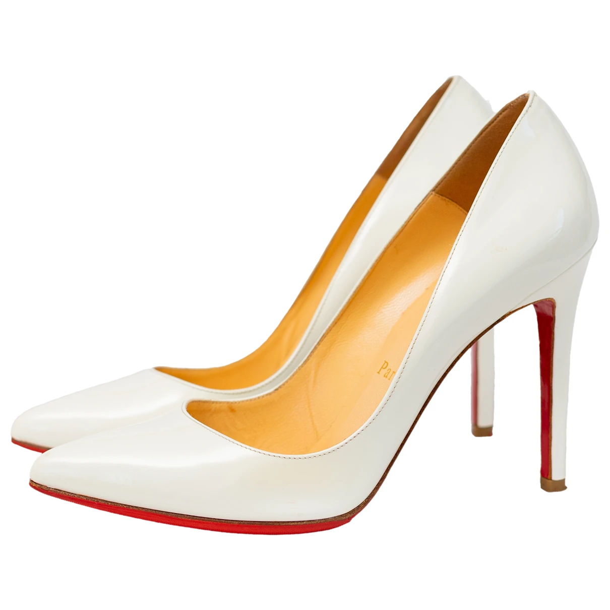 Pre-owned Christian Louboutin Pigalle Leather Heels In White