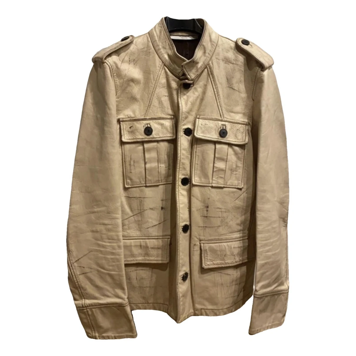 Pre-owned Saint Laurent Leather Jacket In Beige