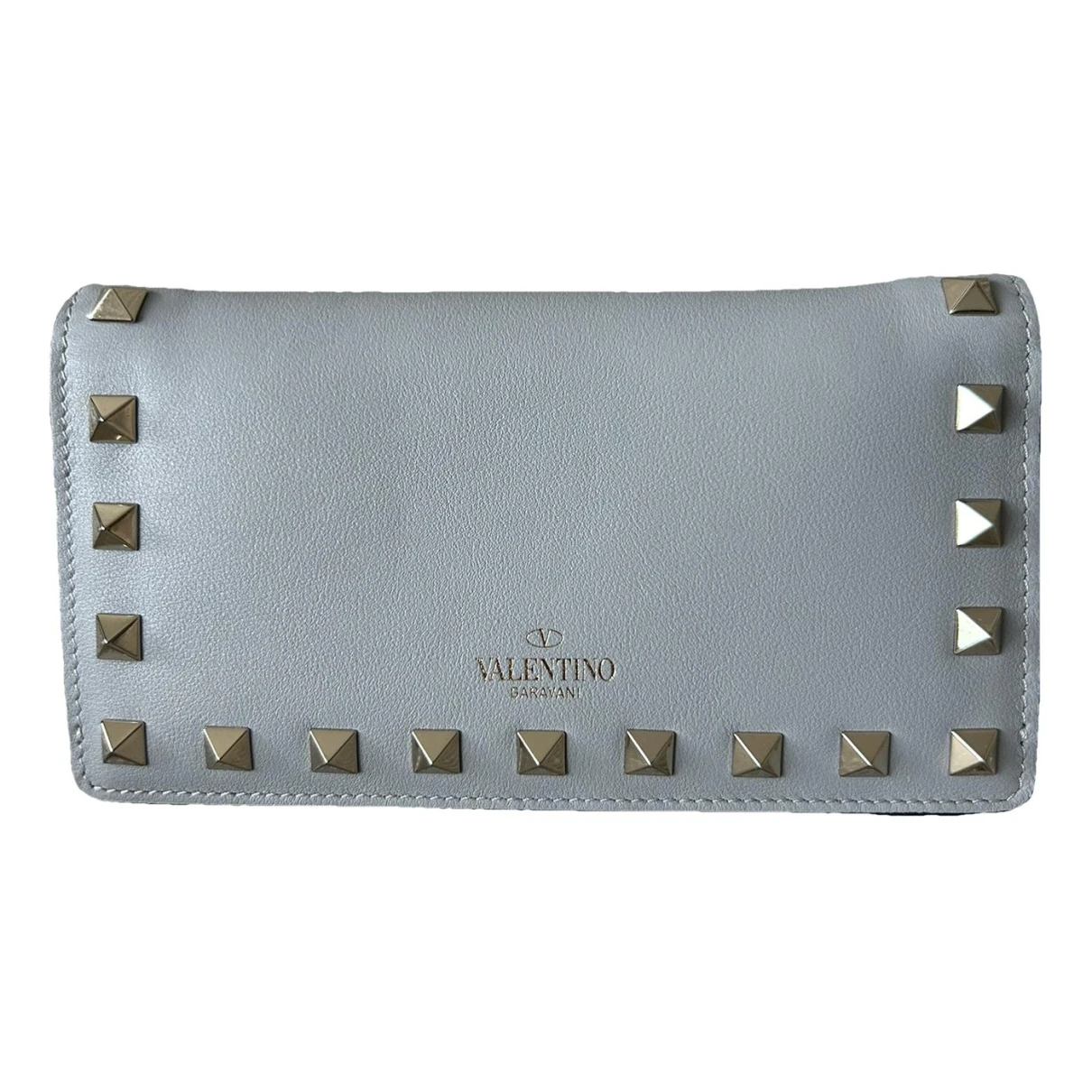 Pre-owned Valentino Garavani Leather Wallet In Grey