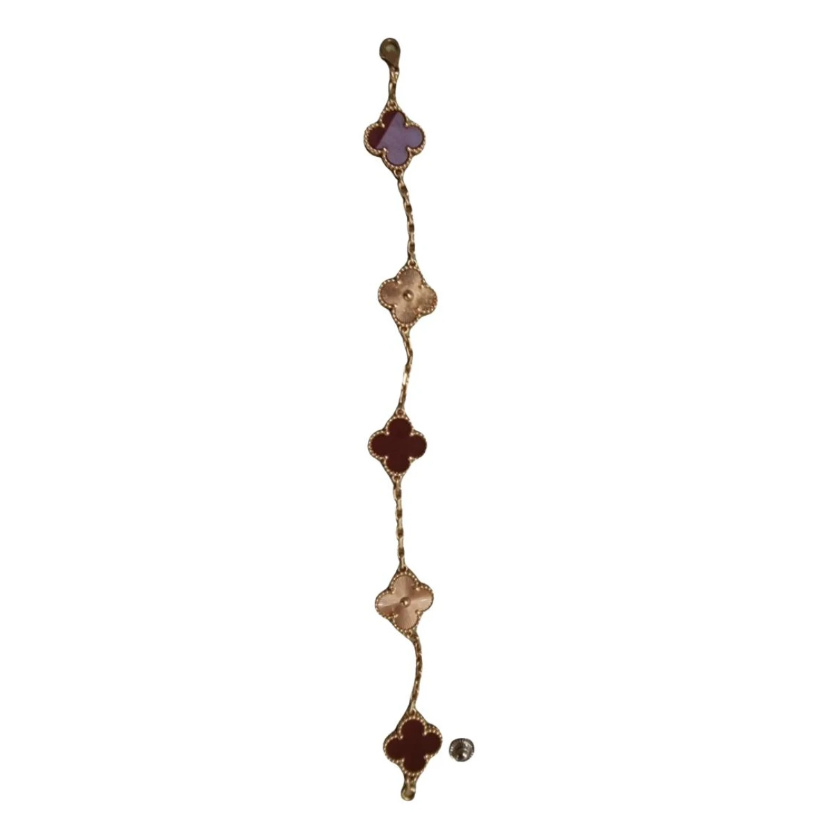 Pre-owned Van Cleef & Arpels Vintage Alhambra Pink Gold Bracelet In Burgundy