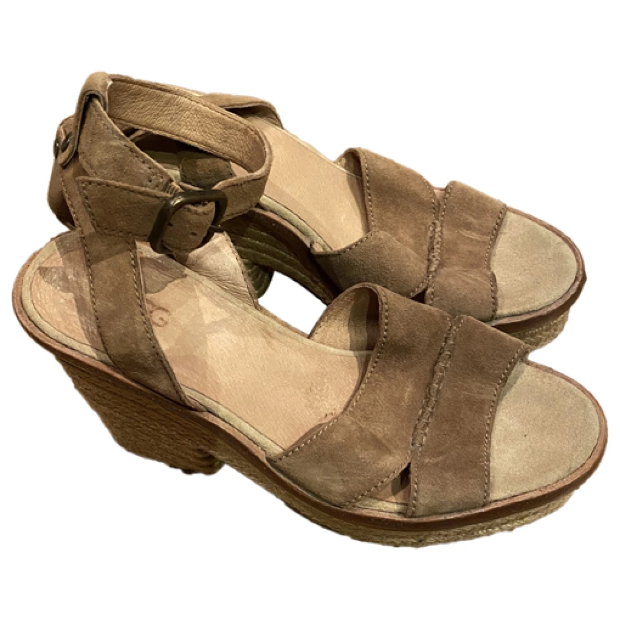 Pre-owned Ugg Leather Sandal In Beige