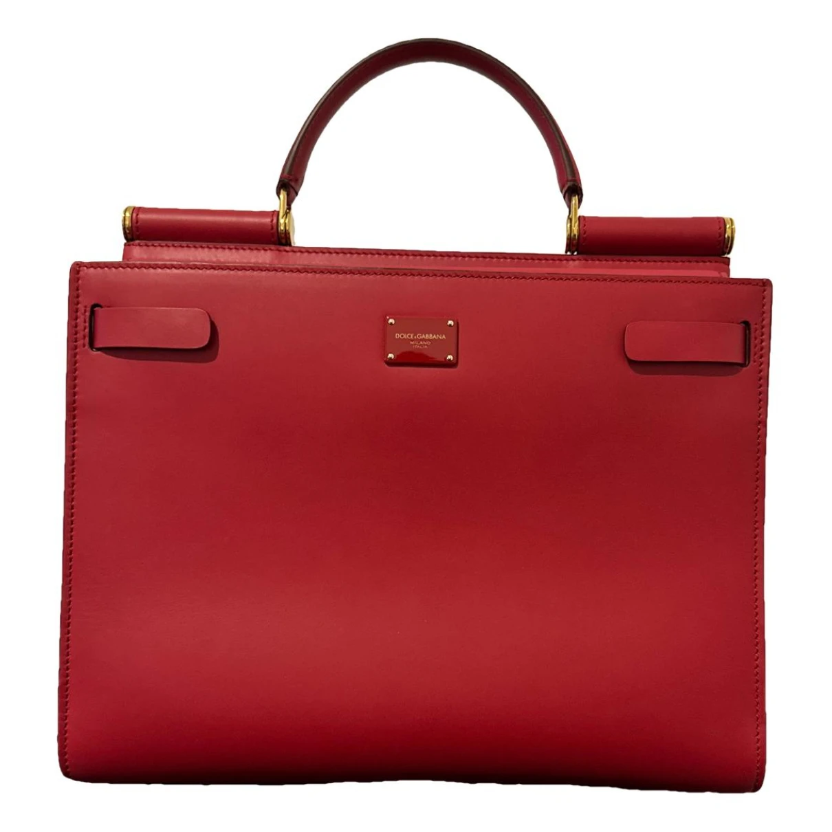 Pre-owned Dolce & Gabbana Sicily 62 Leather Handbag In Red
