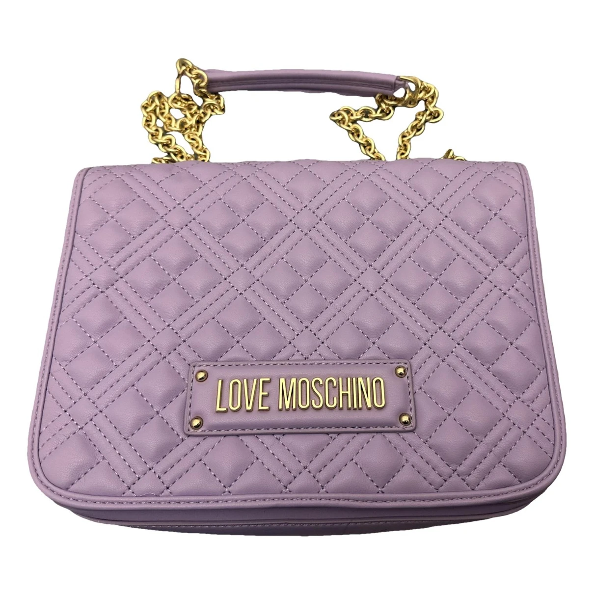 Pre-owned Moschino Love Leather Handbag In Purple