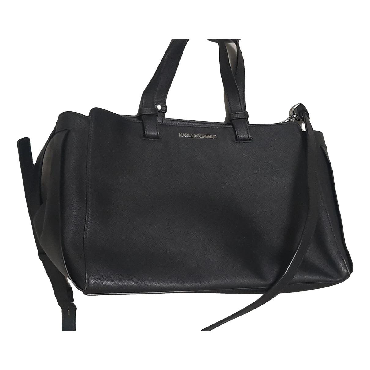 Pre-owned Karl Lagerfeld Leather Crossbody Bag In Black