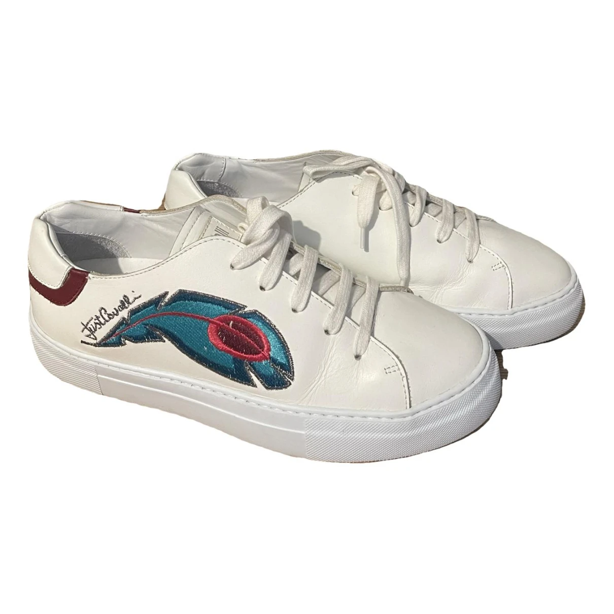 Pre-owned Just Cavalli Leather Trainers In White
