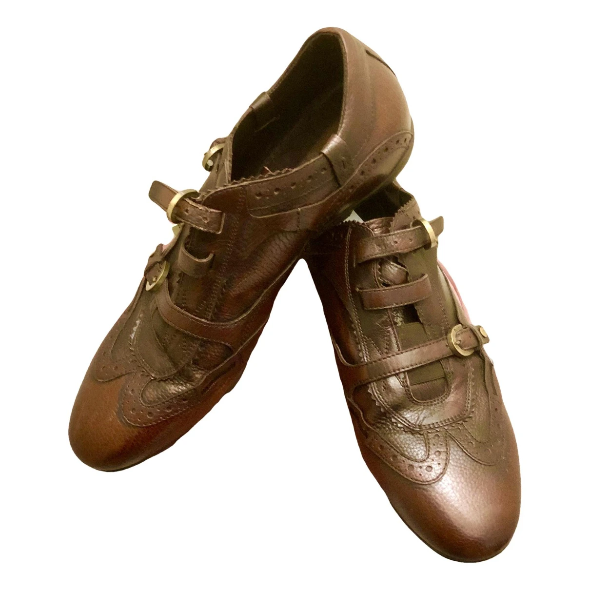 Pre-owned Cesare Paciotti Leather Low Trainers In Brown