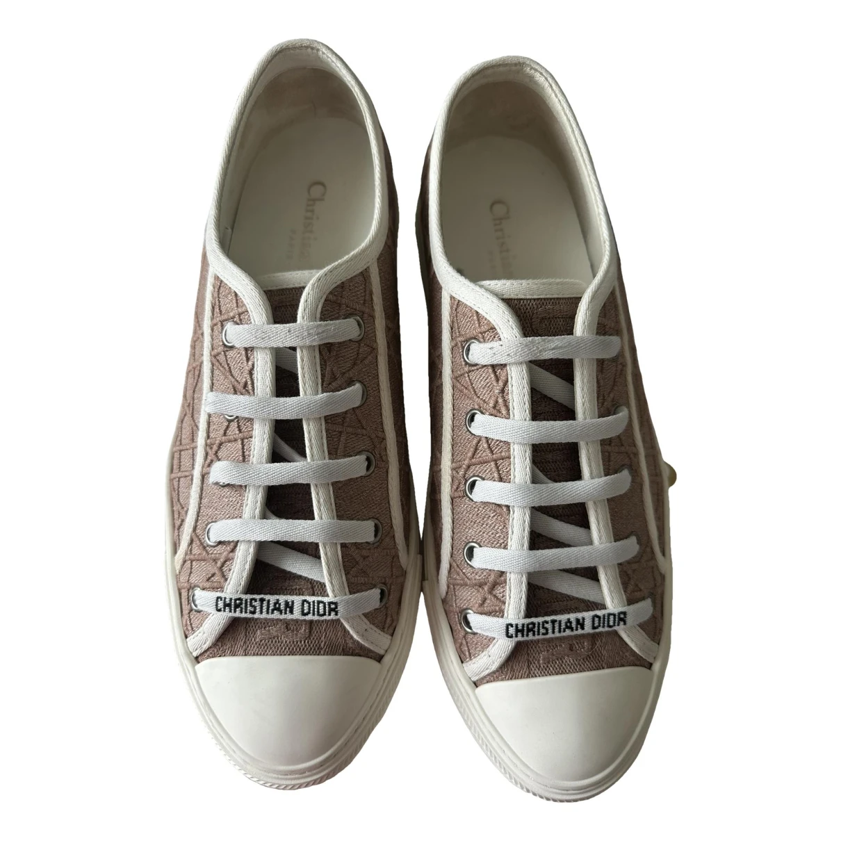 Pre-owned Dior Cloth Trainers In Beige