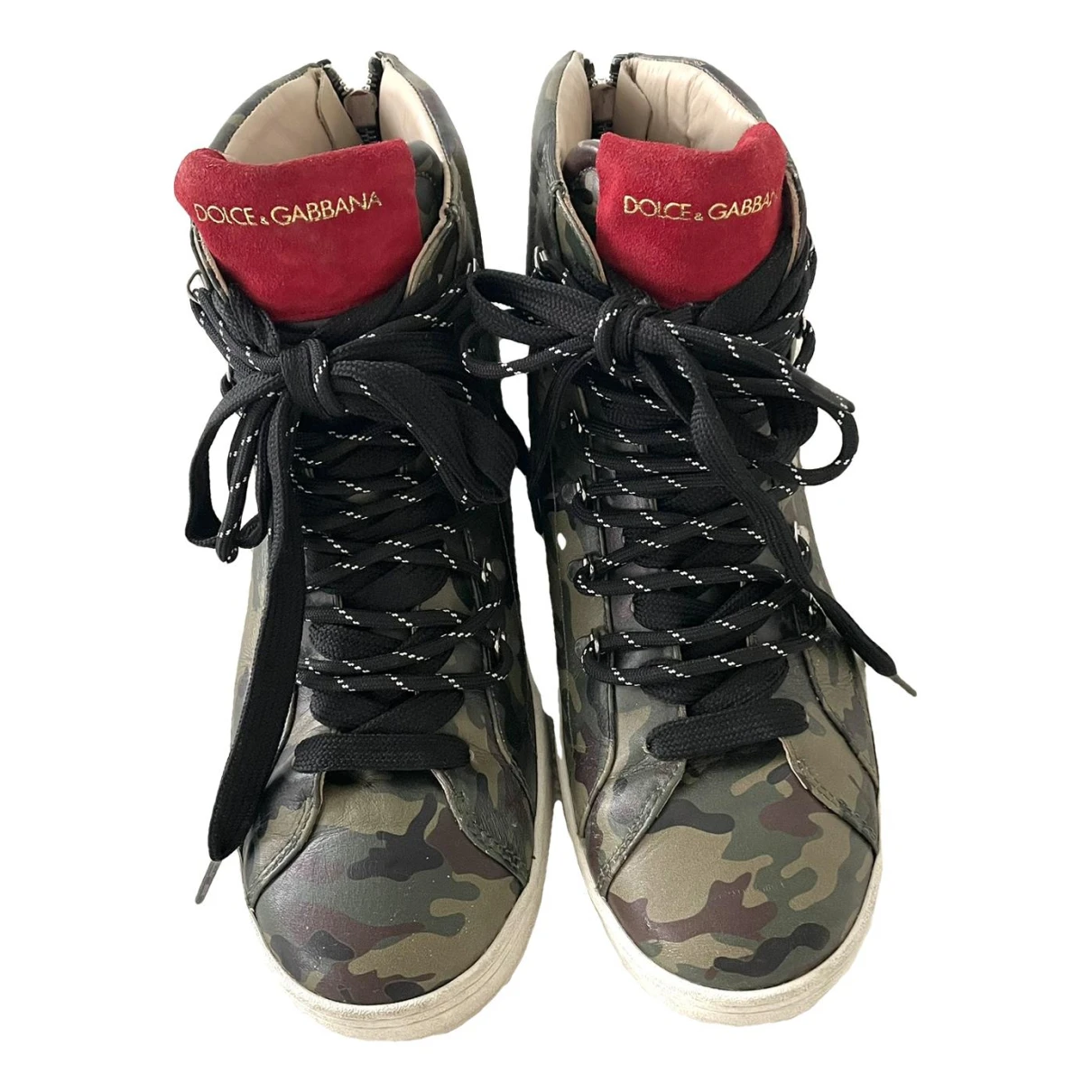 Pre-owned Dolce & Gabbana Leather High Trainers In Multicolour