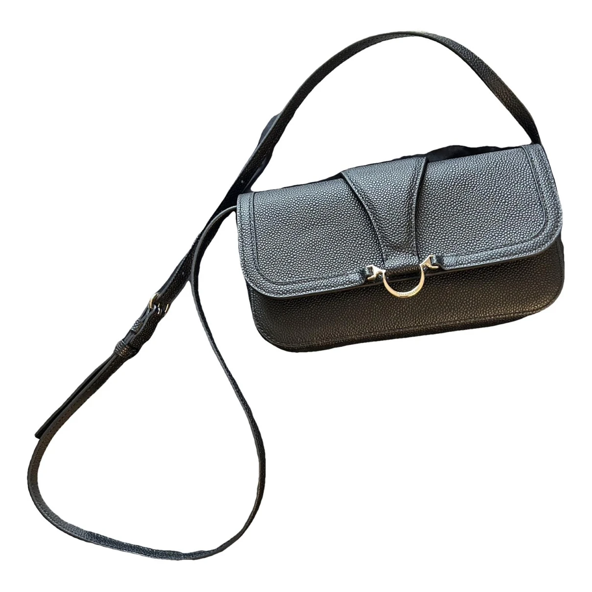 Pre-owned Borbonese Leather Clutch Bag In Black