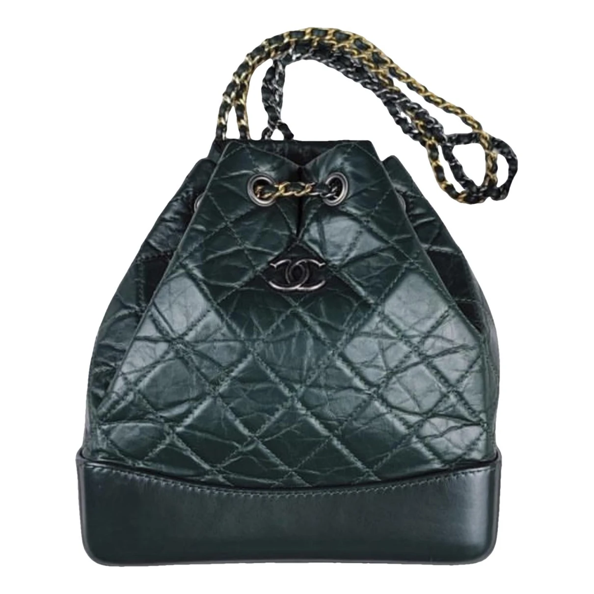 Pre-owned Chanel Gabrielle Leather Backpack In Green