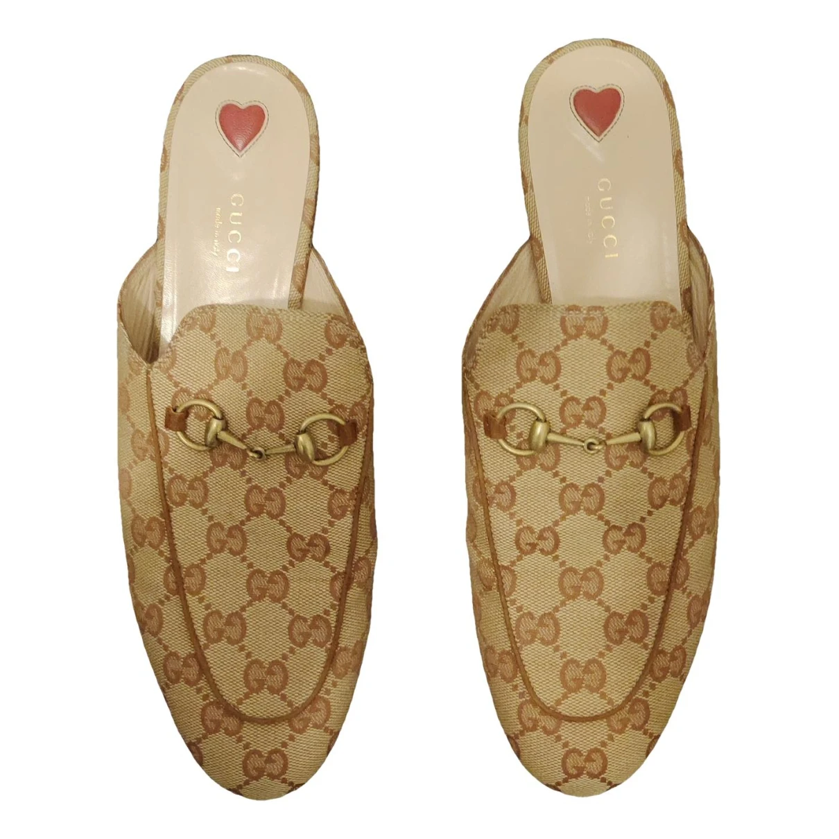 Pre-owned Gucci Princetown Cloth Flats In Beige