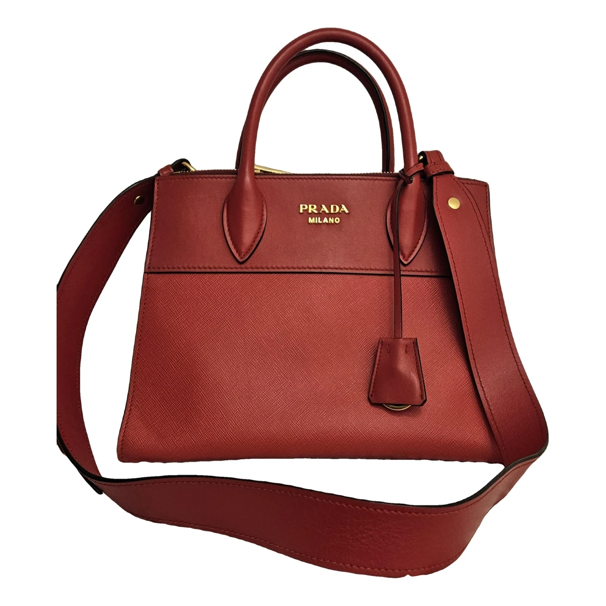 Pre-owned Prada Paradigme Leather Tote In Red