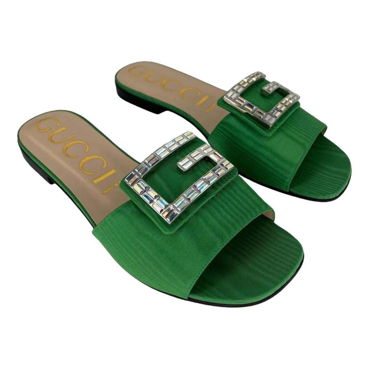 Pre-owned Gucci Cloth Sandal In Green