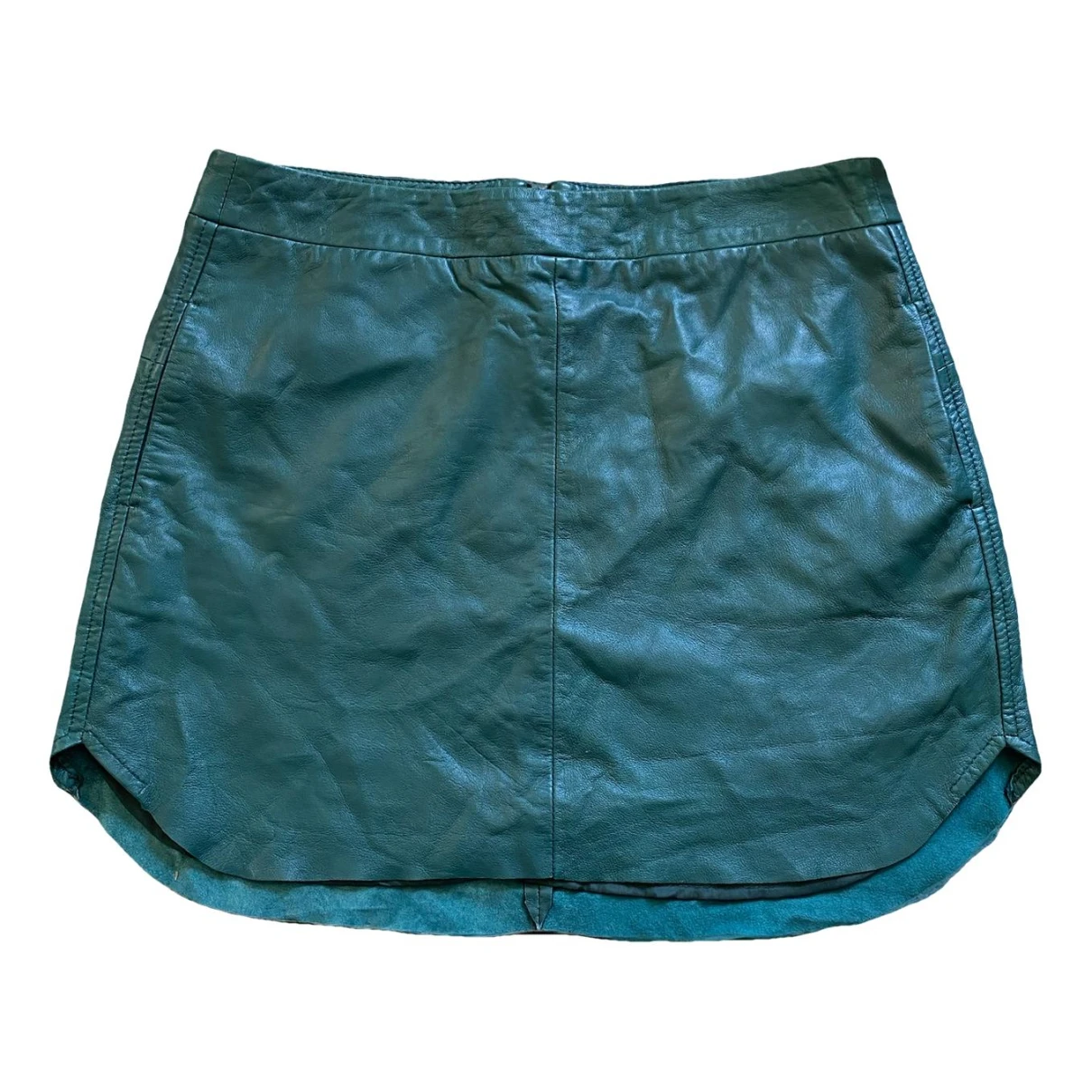 Pre-owned Karina Grimaldi Leather Mini Skirt In Green
