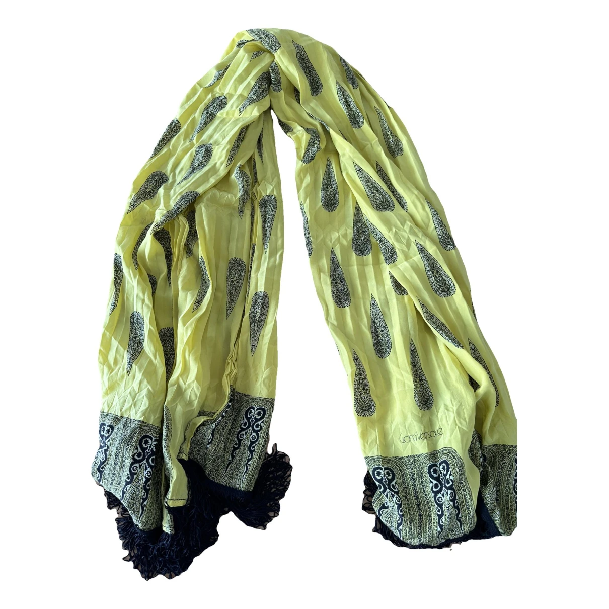 Pre-owned Versace Silk Scarf In Yellow
