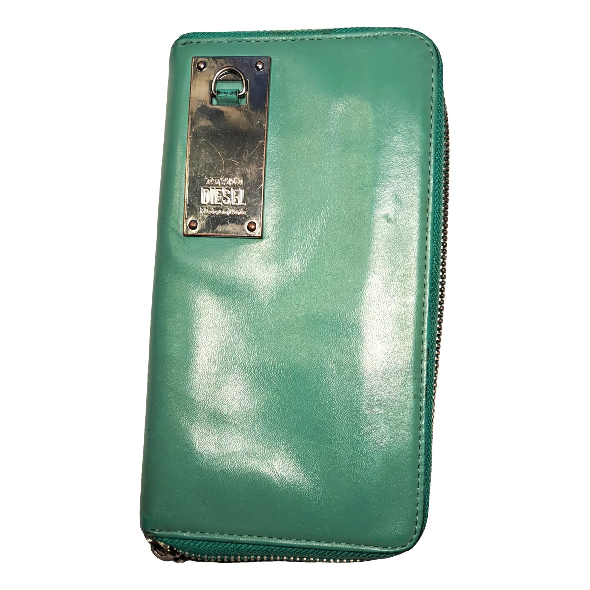 Pre-owned Diesel Leather Clutch Bag In Green