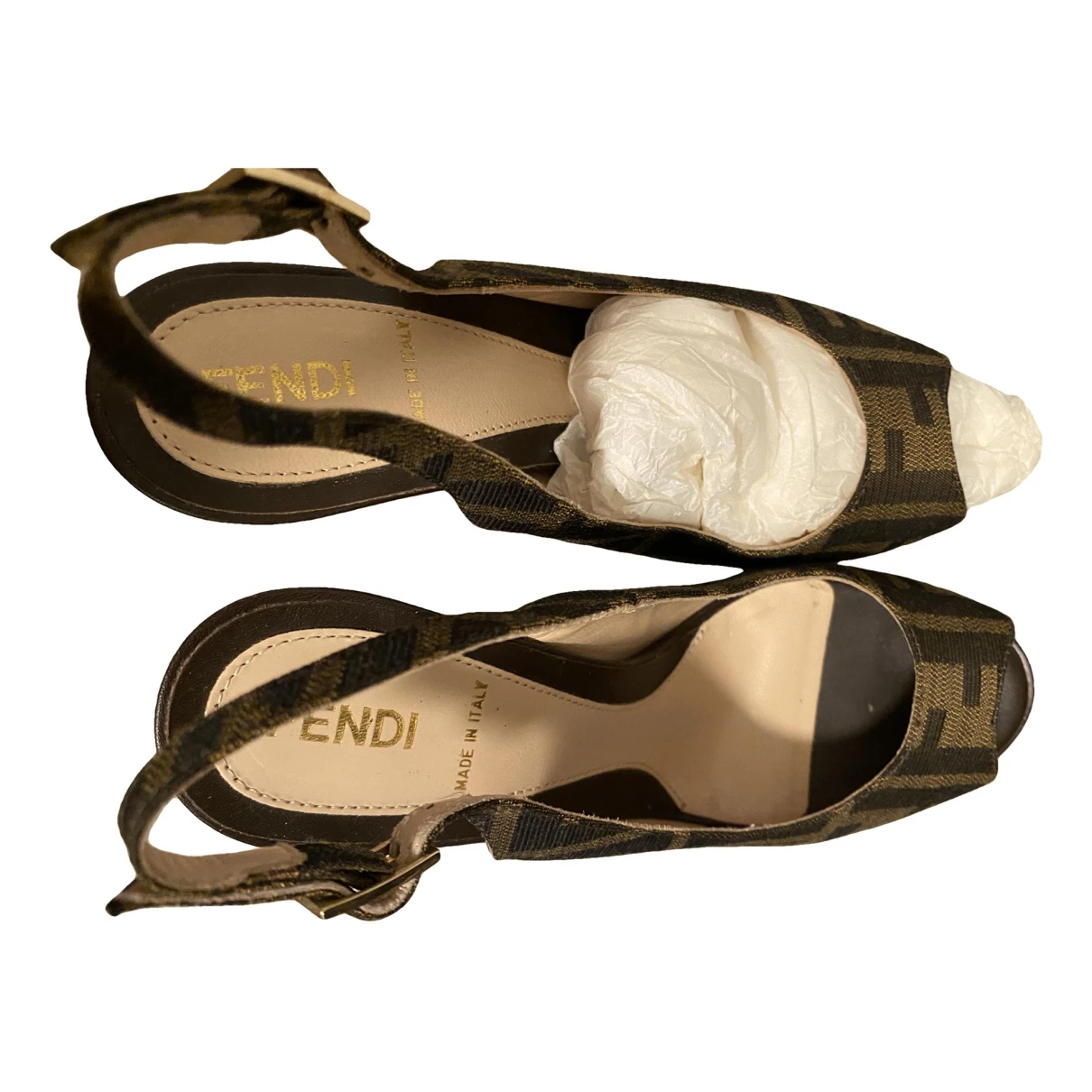 Pre-owned Fendi Cloth Sandals In Brown