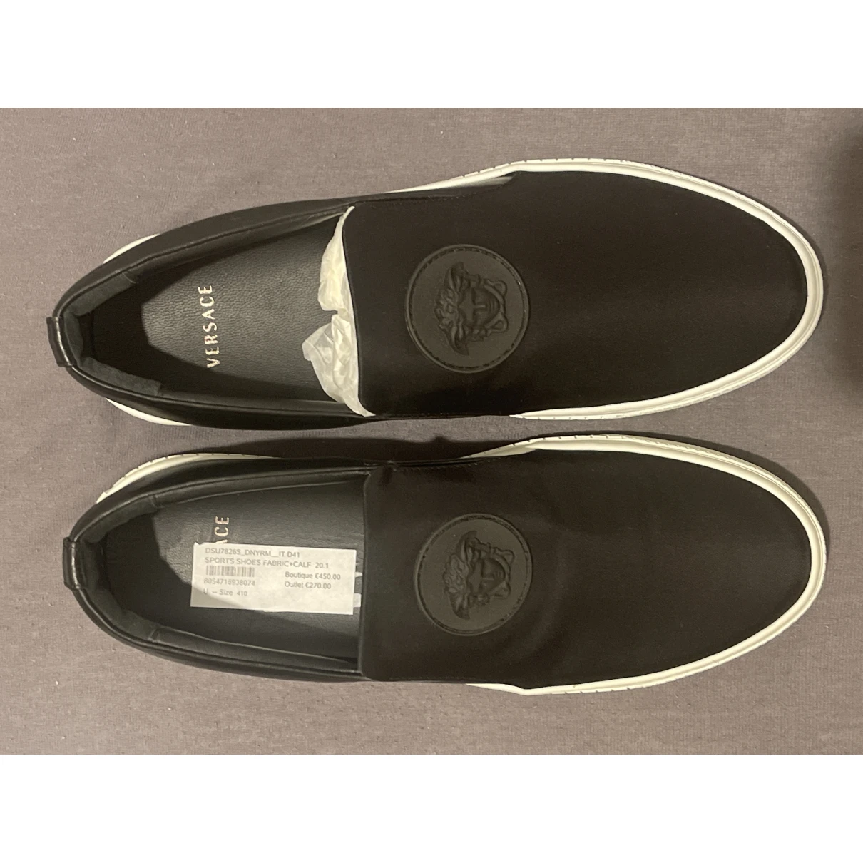 Pre-owned Versace Low Trainers In Black