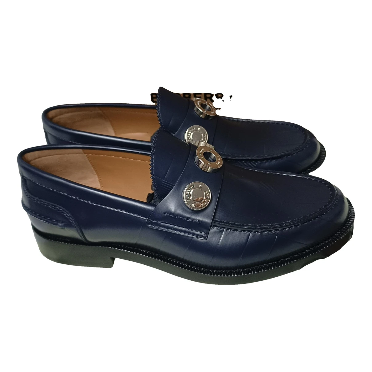 Pre-owned Burberry Leather Flats In Blue