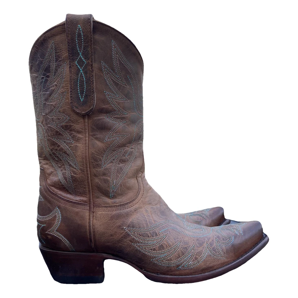 Pre-owned Mexicana Leather Cowboy Boots In Camel